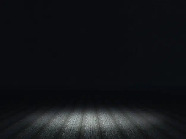 Dark grunge interior with spotlight shining on wooden floor