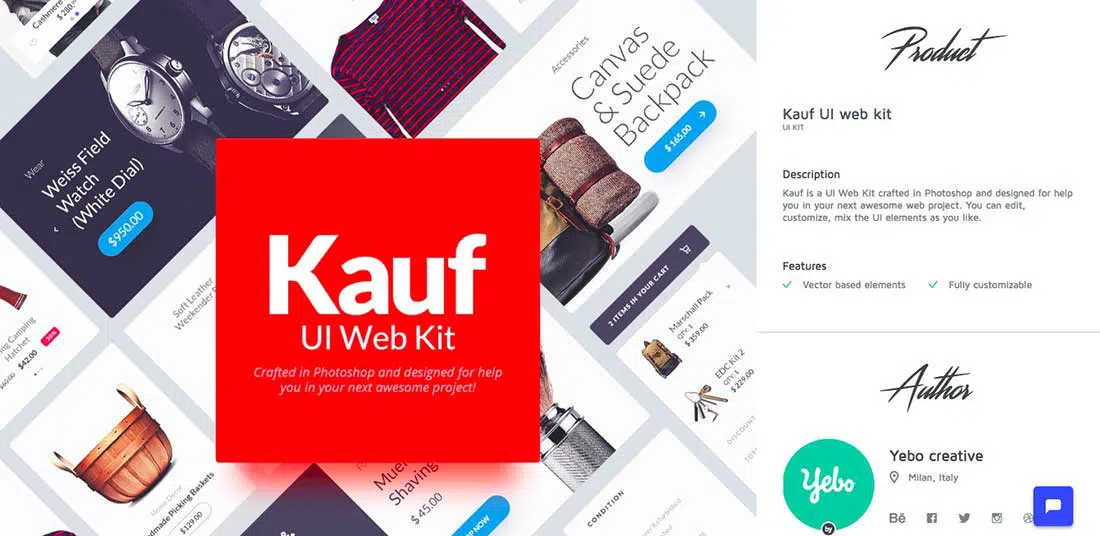 1 Kauf- Free web UI kit for Photoshop UI components