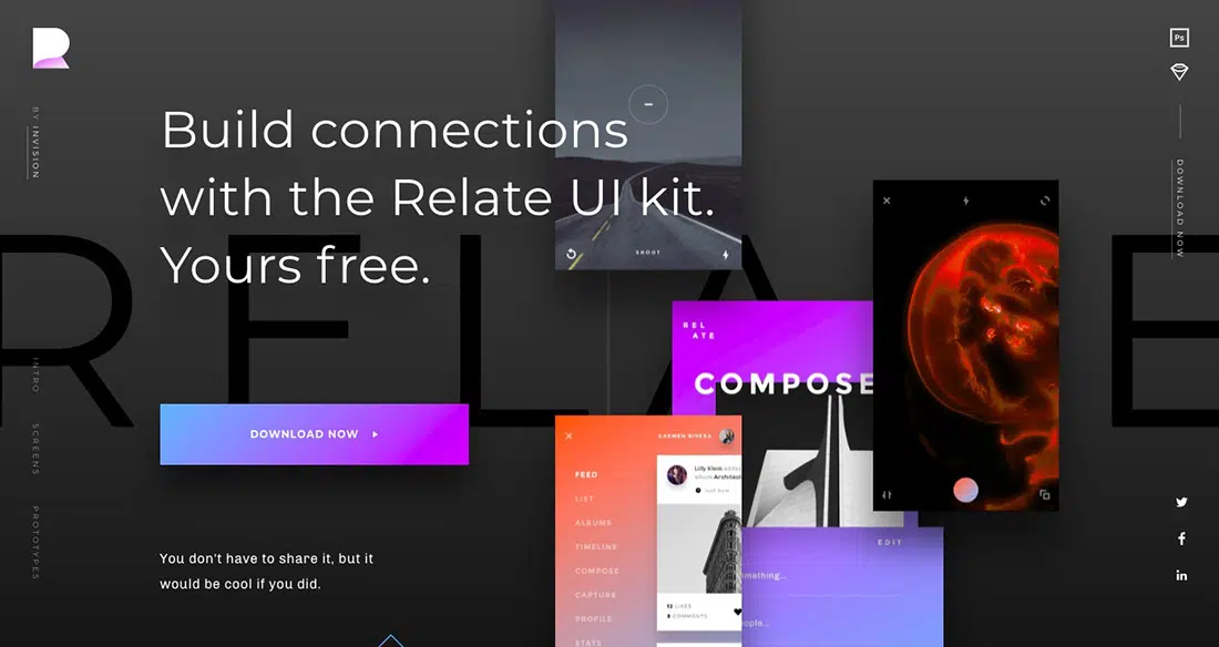 13 Relate UI kit-45 free templates for Sketch and Photoshop
