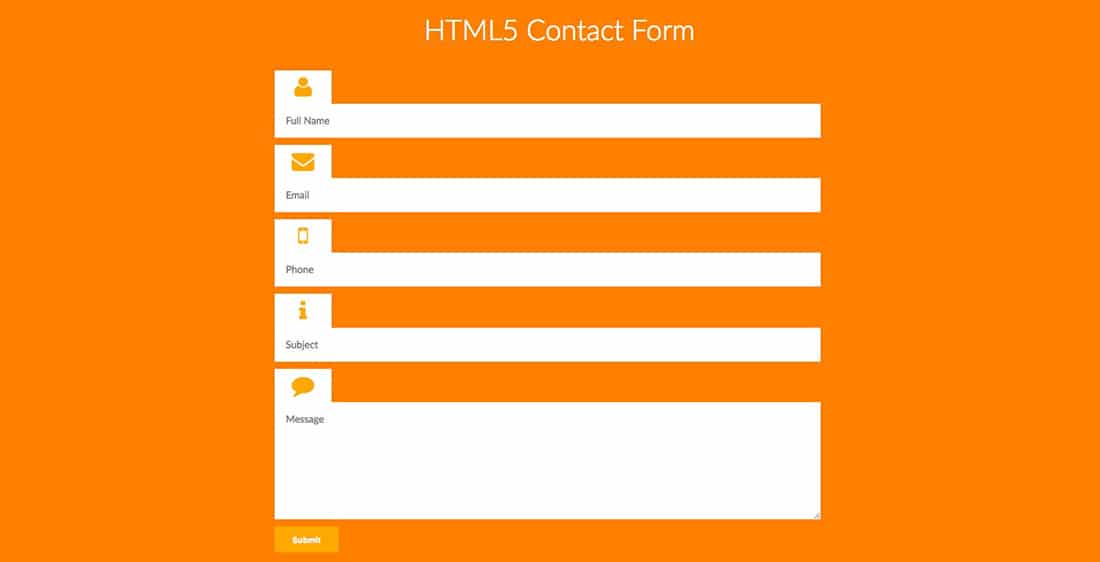 17 Biểu mẫu liên hệ HTML5