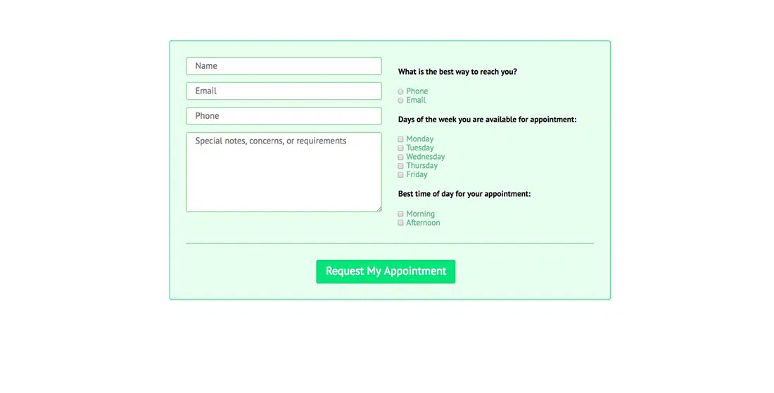 20 Appointment Contact Form