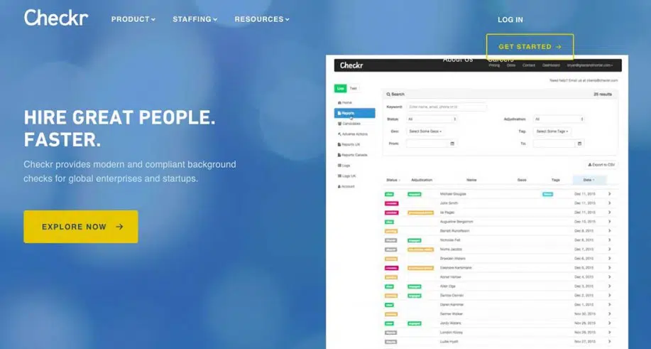 Example of Landing Pages: Checkr
