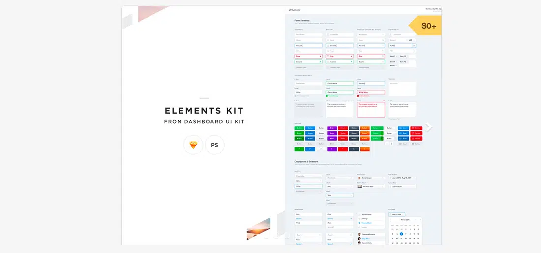 7 Elements- Dashboard UI kit for Photoshop and Sketch