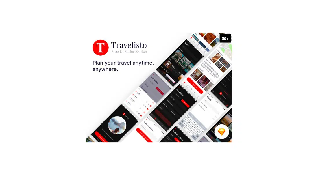 12 Travelisto- Free UI kit for travel apps Free Sketch Resources