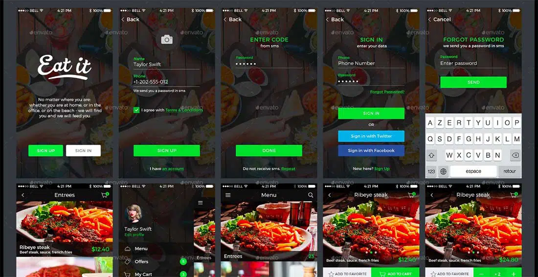 5 Food delivery app UI