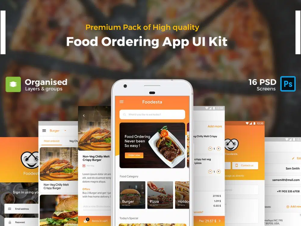 Online Food ordering & Delivering App UI Set | Foodesta