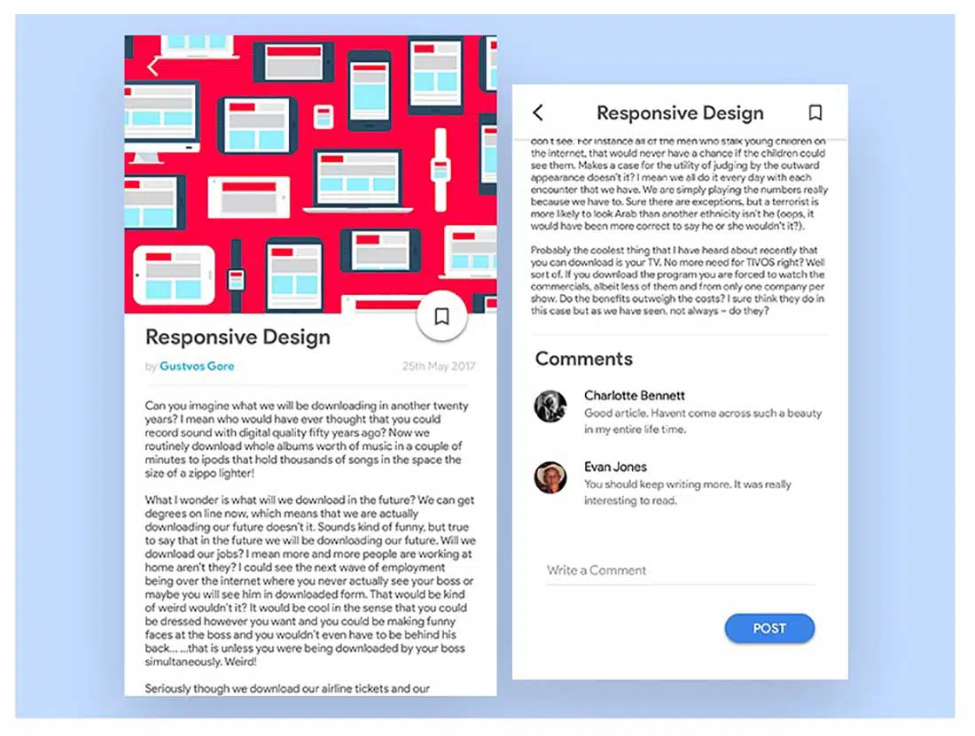 11 Blog post UI design Material Design Example