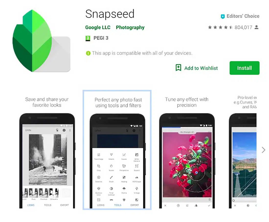 17 Snapseed by Google App User Interface Design