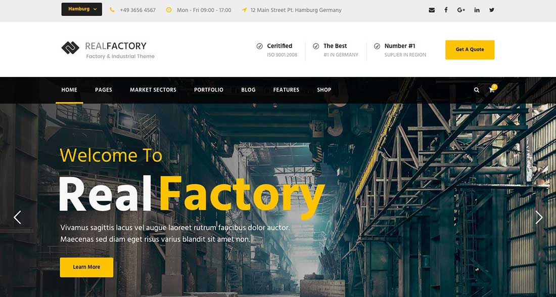 24 Construction WordPress Theme For Construction & Industrial Company | Real Factory