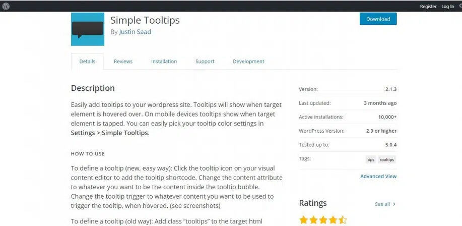 Simple Tooltips WordPress Plugin