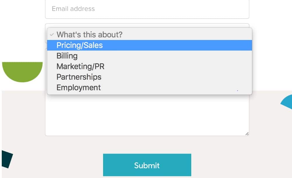 5 Tips for Designing Contact Forms for Mobile Friendly Websites - Drop-Drown Lists
