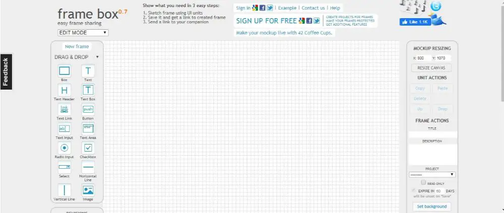 Pencil Framebox- Free website wireframe tool