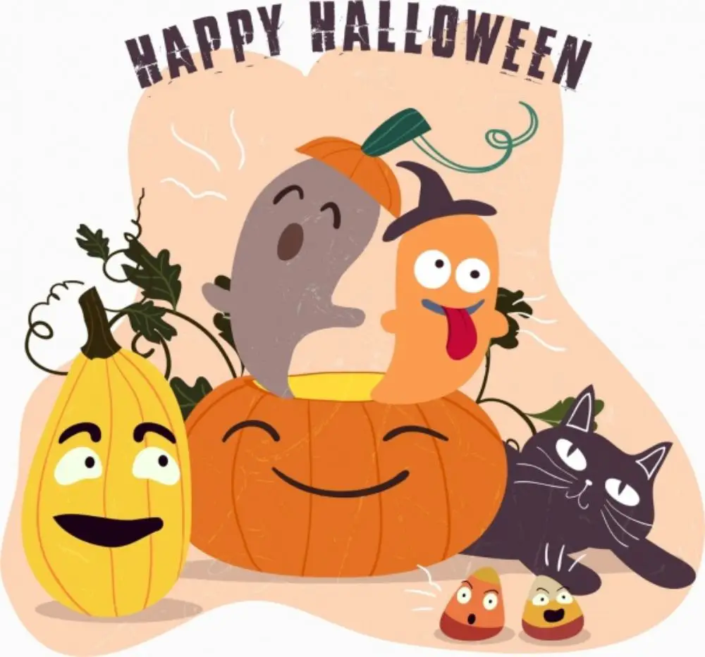 Halloween banner funny stylized icons classical design