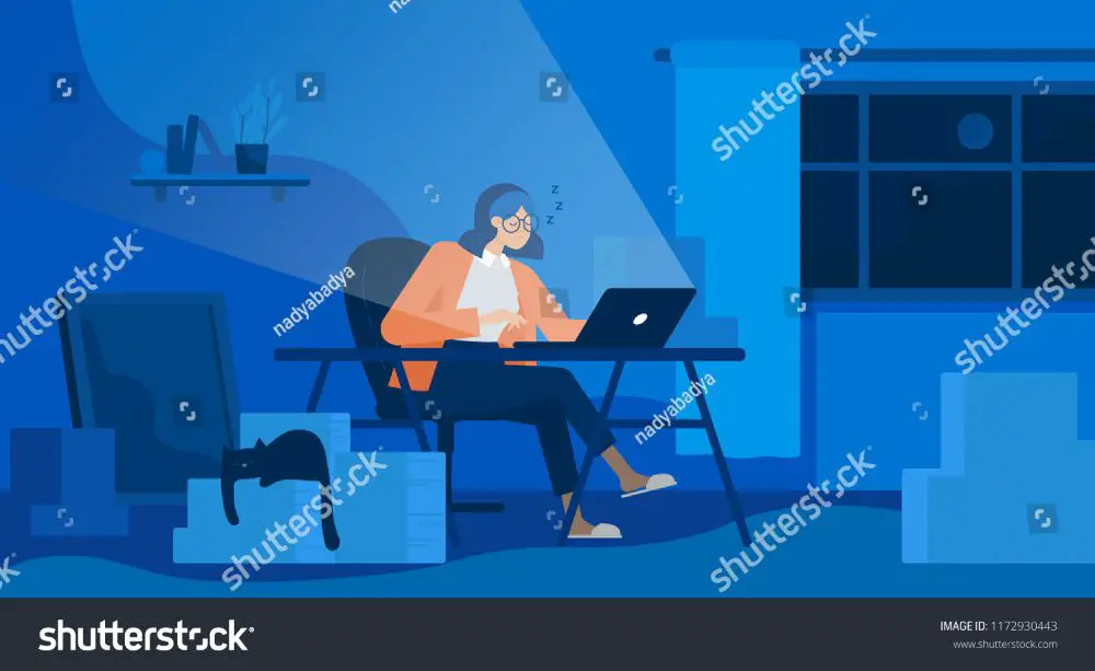 Working late night illustration