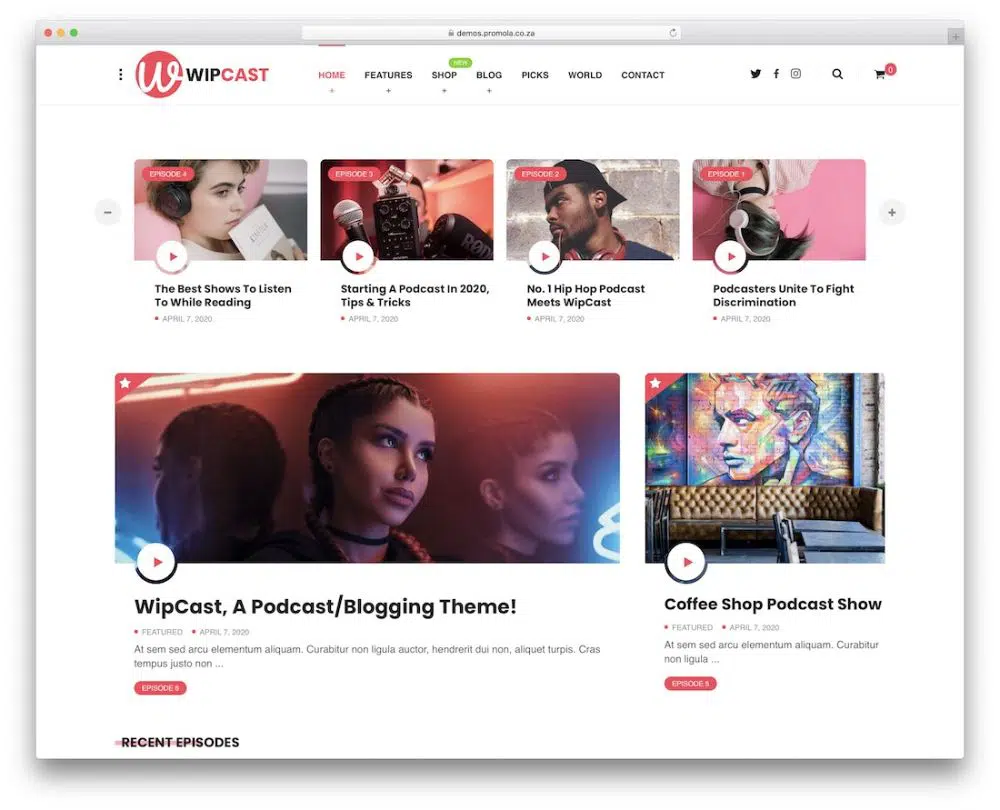 WordPress Themes For Podcasts: WipCast