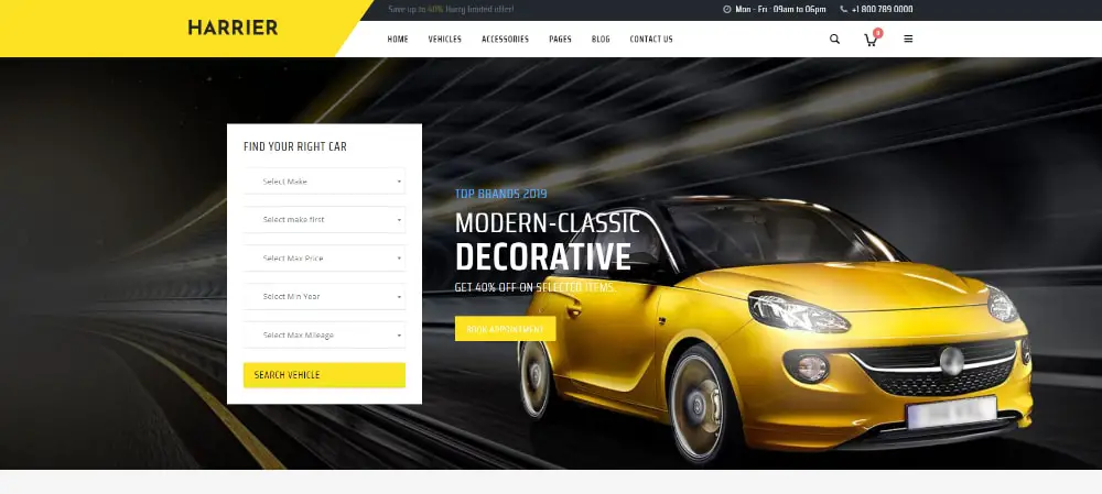Amazing WordPress Themes for Car Dealers: Harrier