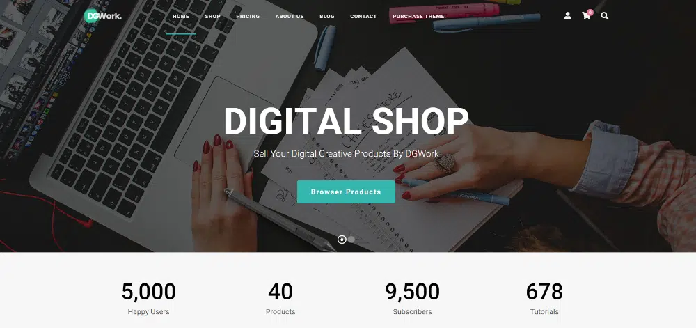 WordPress themes for selling digital products: DG work