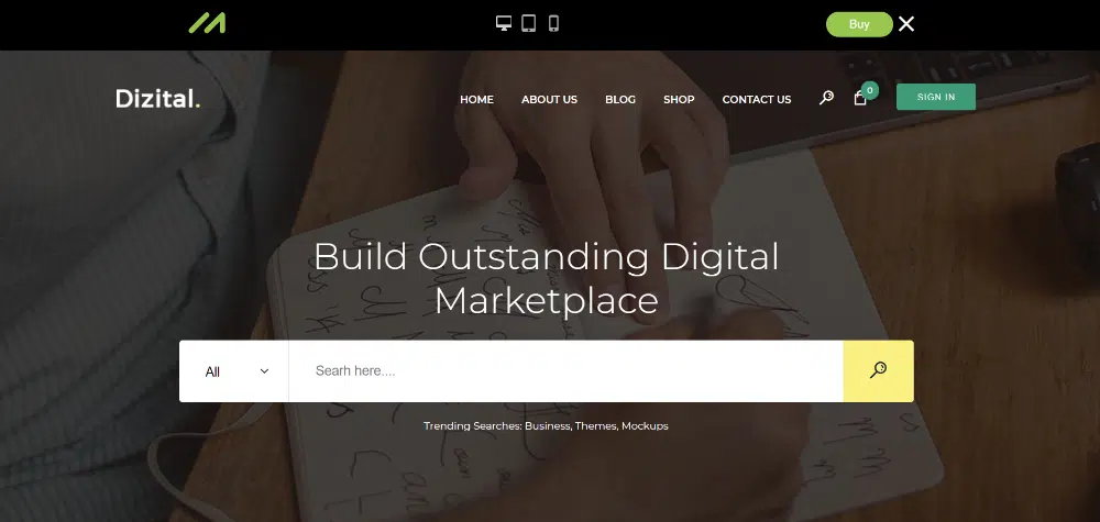 WordPress themes for selling digital products: Dizital