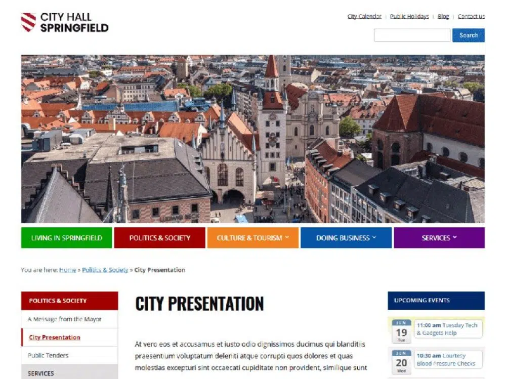 14 WordPress Themes For Government Portals: City Hall