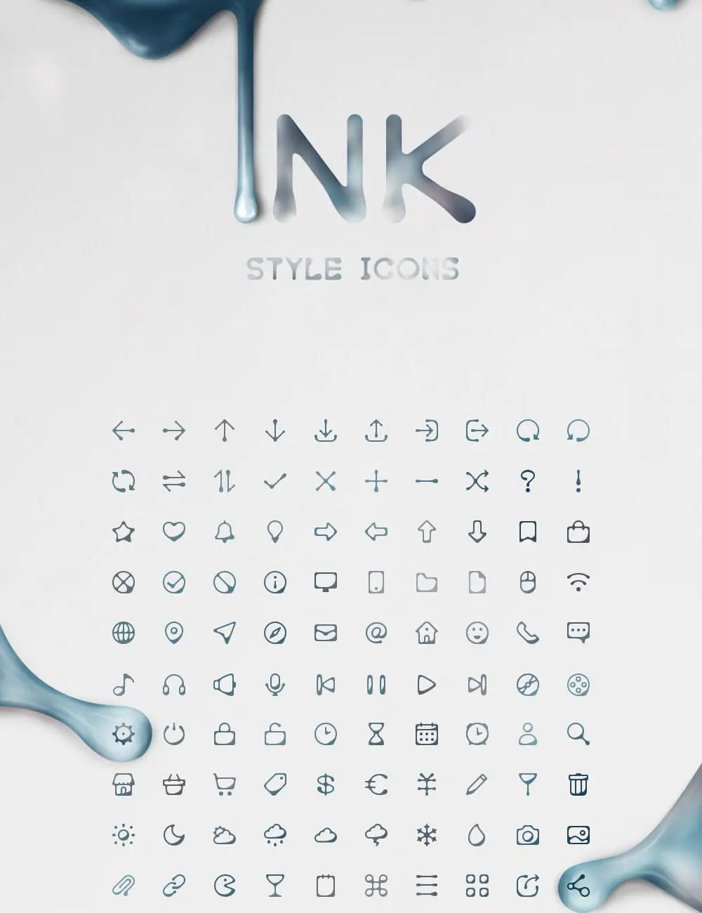 Line Design Icon sets for Your Collection: Ink Style