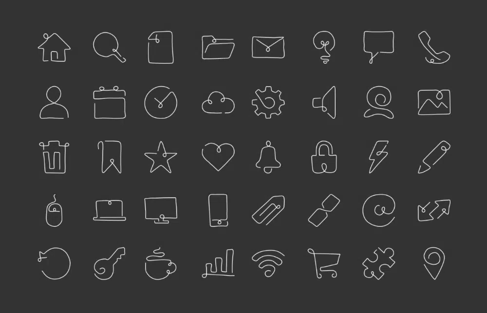 Line Design Icon sets for Your Collection: Curved Style