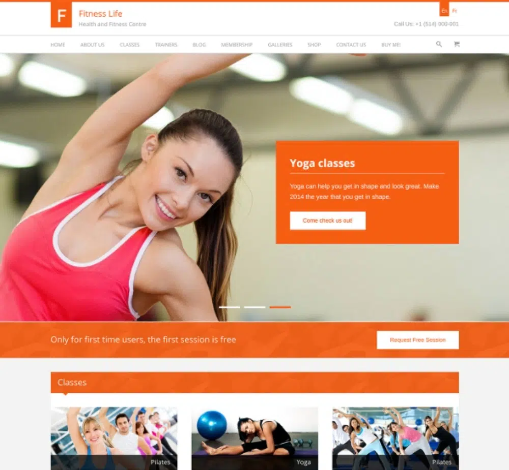 Impressive WordPress Themes for Fitness Clubs: Fitness Life