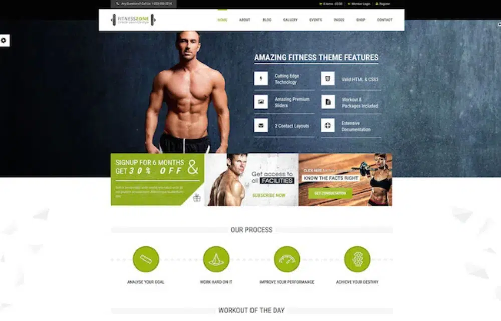 Impressive WordPress Themes for Fitness Clubs: Fitness Zone