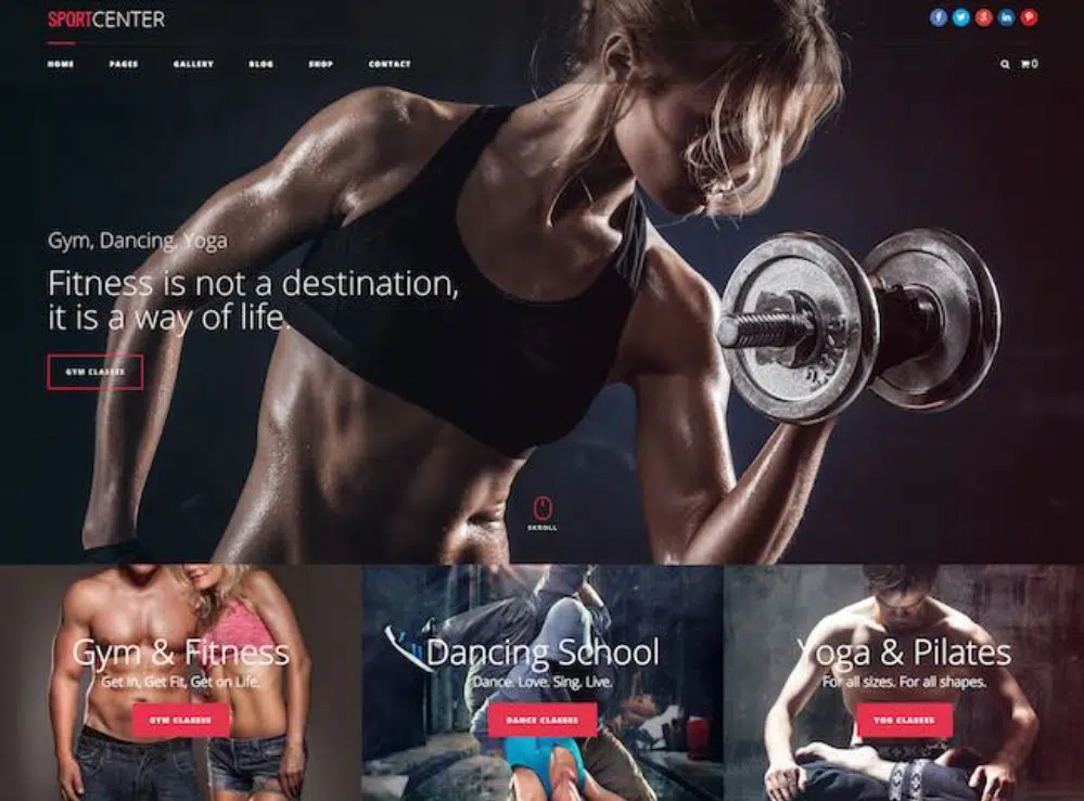Impressive WordPress Themes for Fitness Clubs: Sport Center