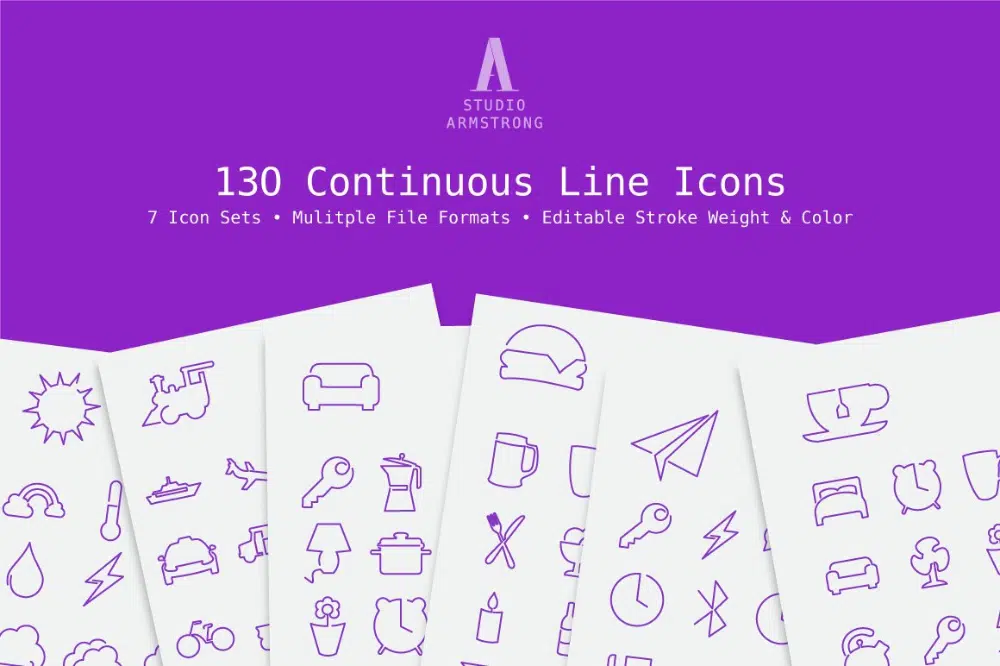 Line Design Icon sets for Your Collection: Continous Line