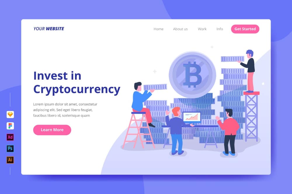 Amazing Crypto Currency Design Assets For Designers: Landing Page