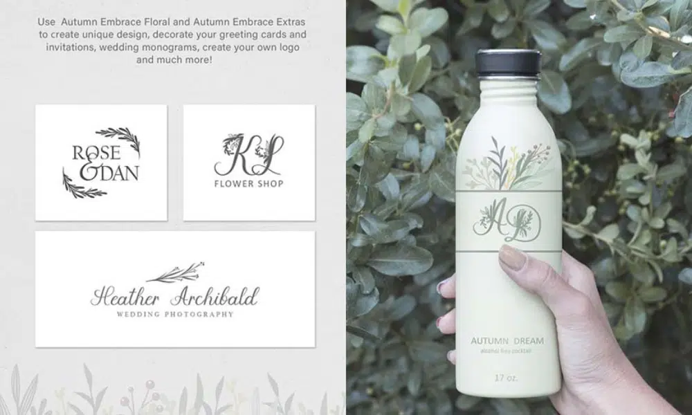 18 Creative Fonts Inspired by Nature: Autumn Embrace Floral Font
