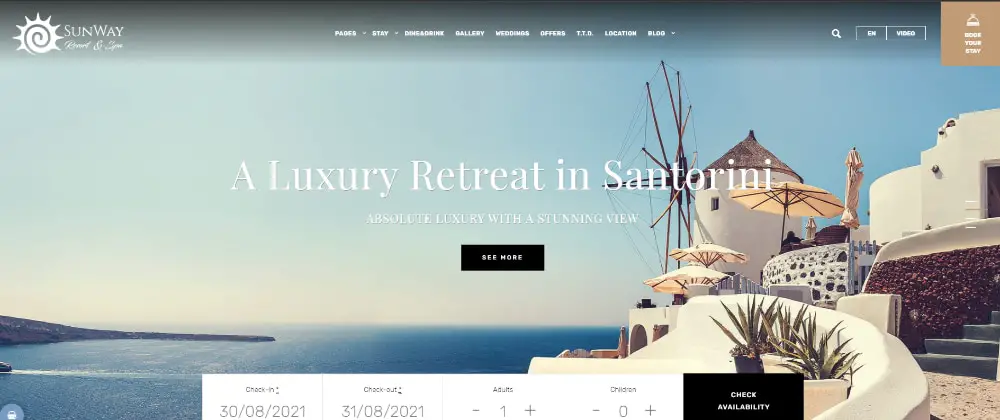 Beautiful WordPress Themes for Vacation Rental Websites: Sunway