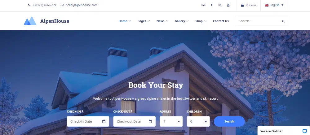 Beautiful WordPress Themes for Vacation Rental Websites: Alpenhouse