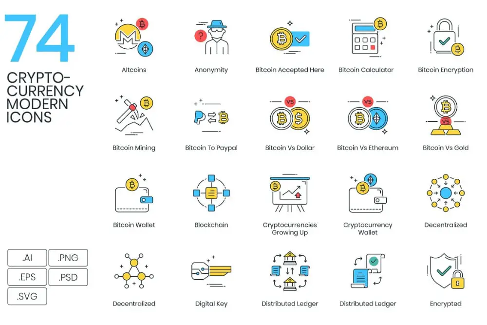 Amazing Crypto Currency Design Assets For Designers: Crypto Modern Icons