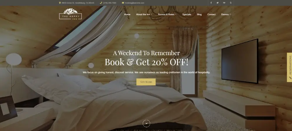 Beautiful WordPress Themes for Vacation Rental Websites: Happy Inn