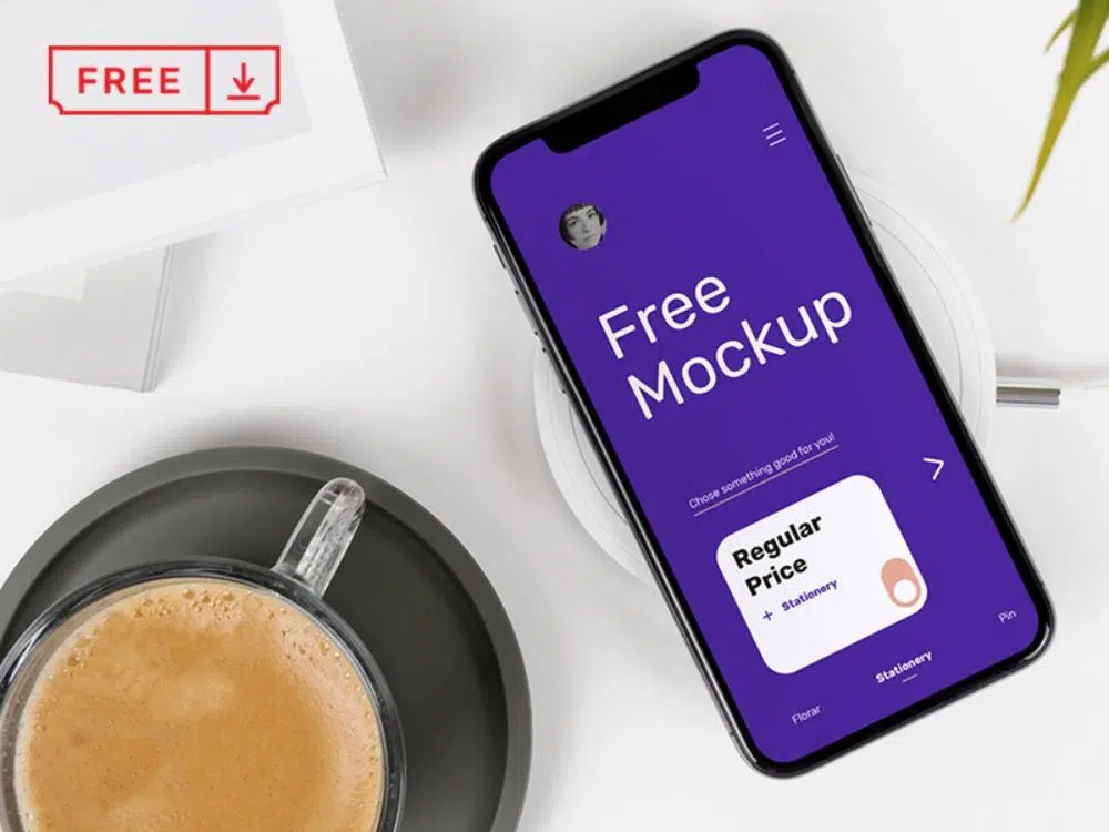 Free Mobile Application Mockups Designers Can Download: Iphone on Desk