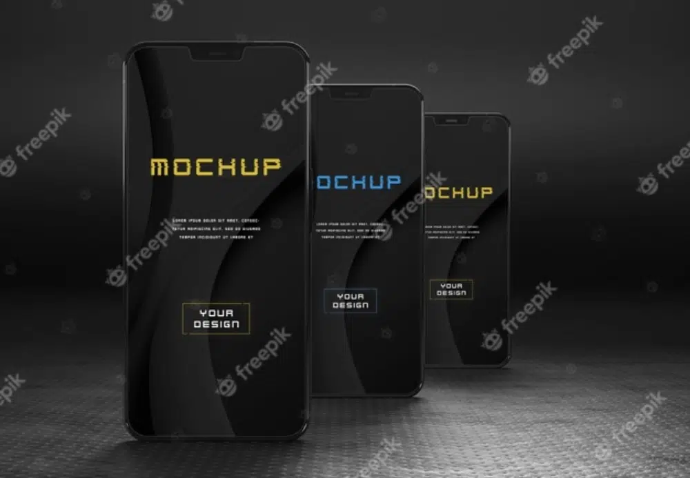 Free Mobile Application Mockups Designers Can Download: Elegant Dark Mockup