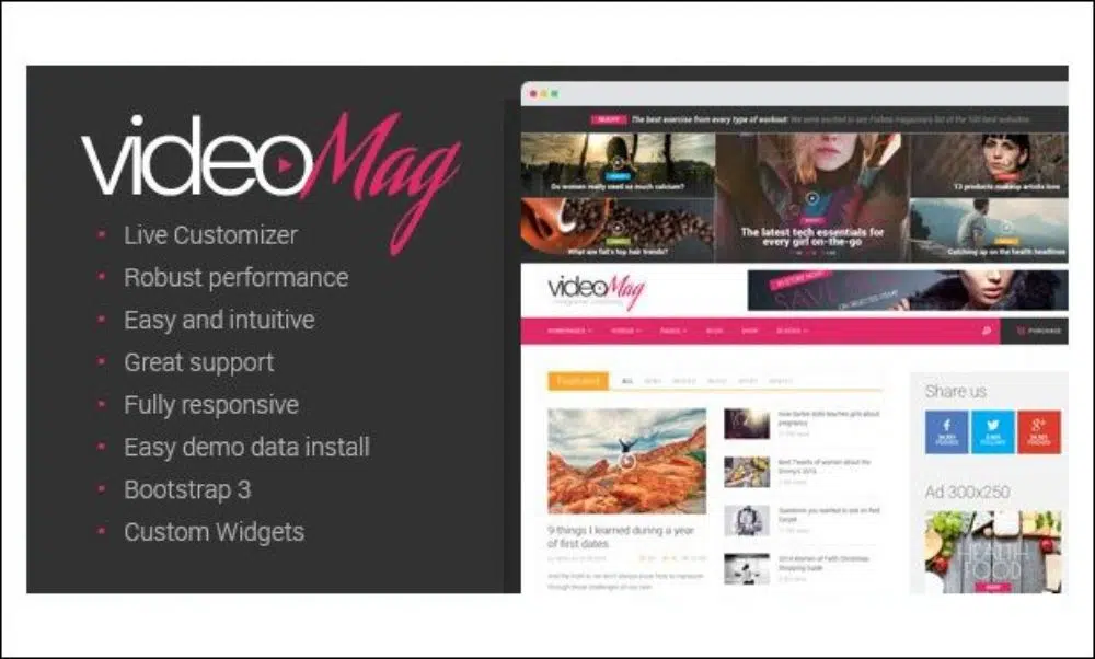 Creative WordPress themes for Video Bloggers: Video Mag