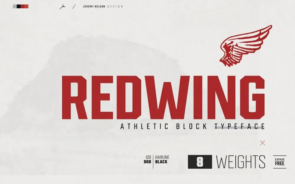Free Strong Fonts for Website Headers: Redwing