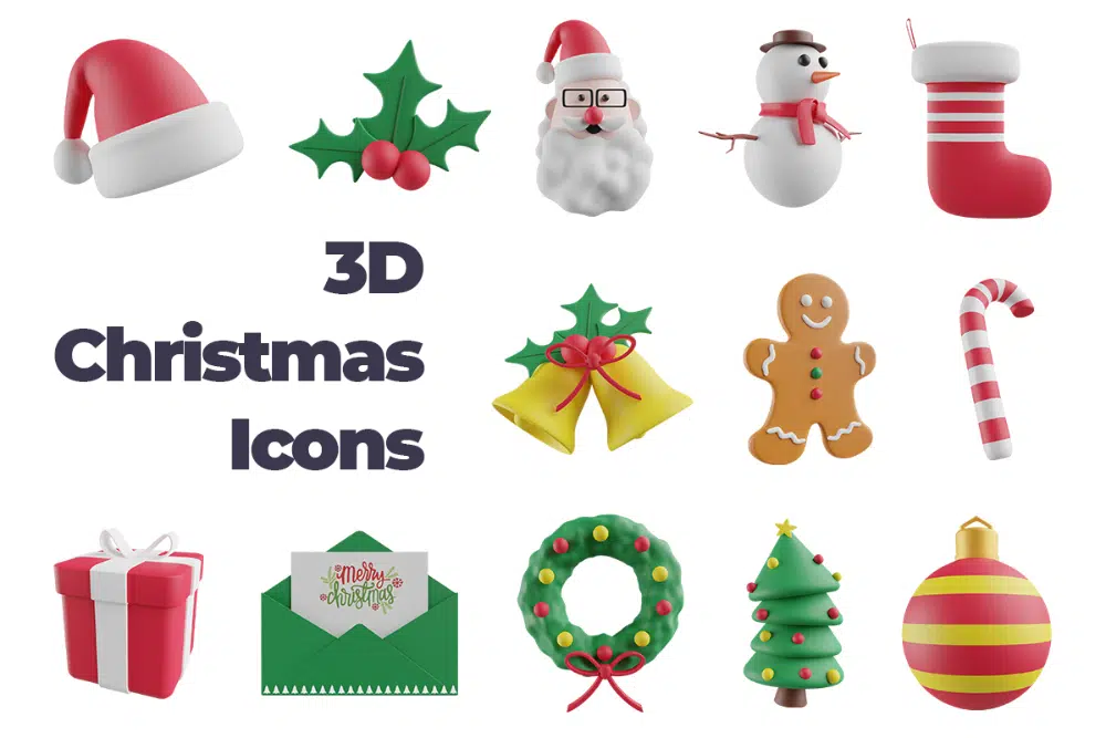 Best Free Christmas Design Assets for Designers: 3D Christmas Icons Set