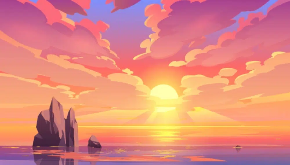 Free Amazing Sky Backgrounds for Designers: Ocean Sunset Vector