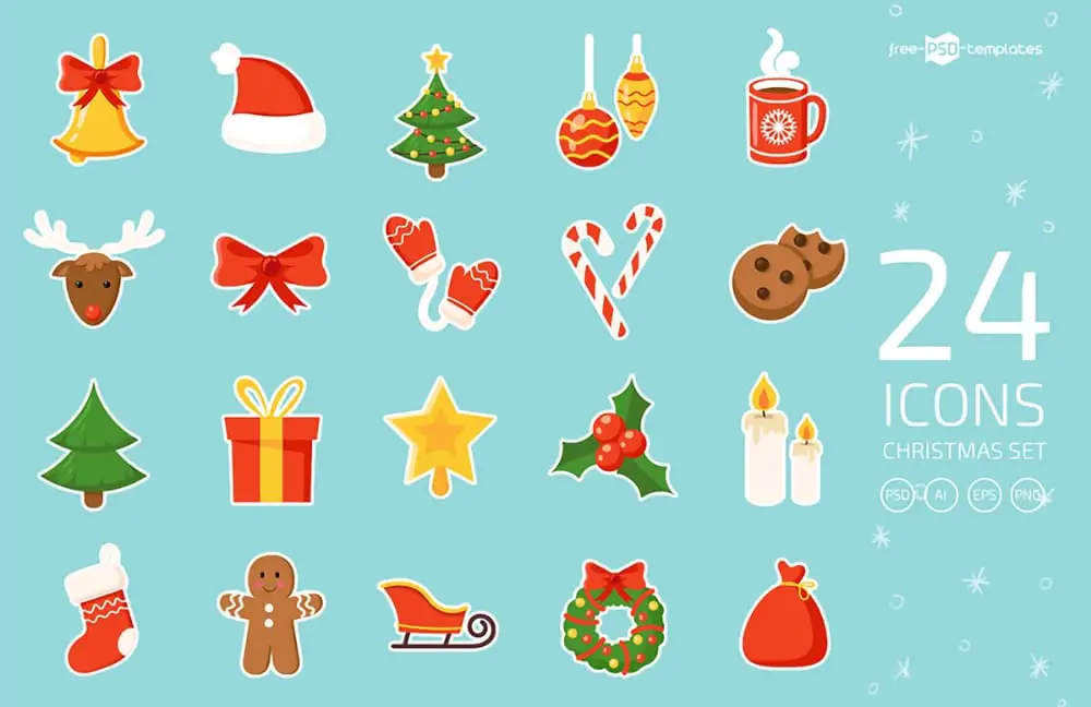 Best Free Christmas Design Assets for Designers: Christmas Icons Vector Set