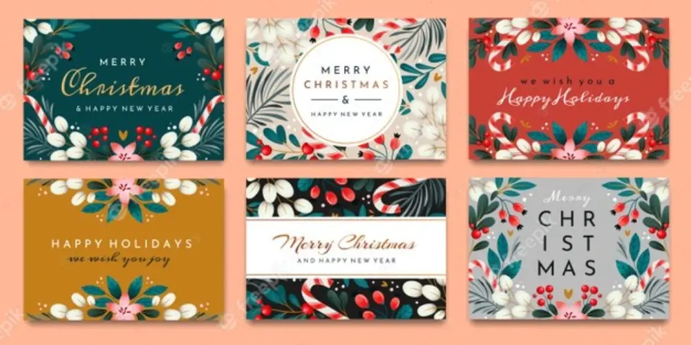 Creative Postcard Templates for the Holiday Season: A set of cards with holiday greetings