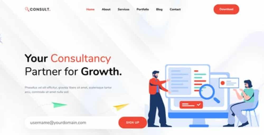 Best Free HTML Landing Pages for 2022: Consultancy Landing Page