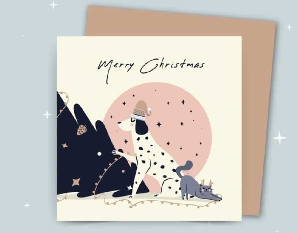 Creative Postcard Templates for the Holiday Season: Merry Christmas Post Card for Pet Lovers