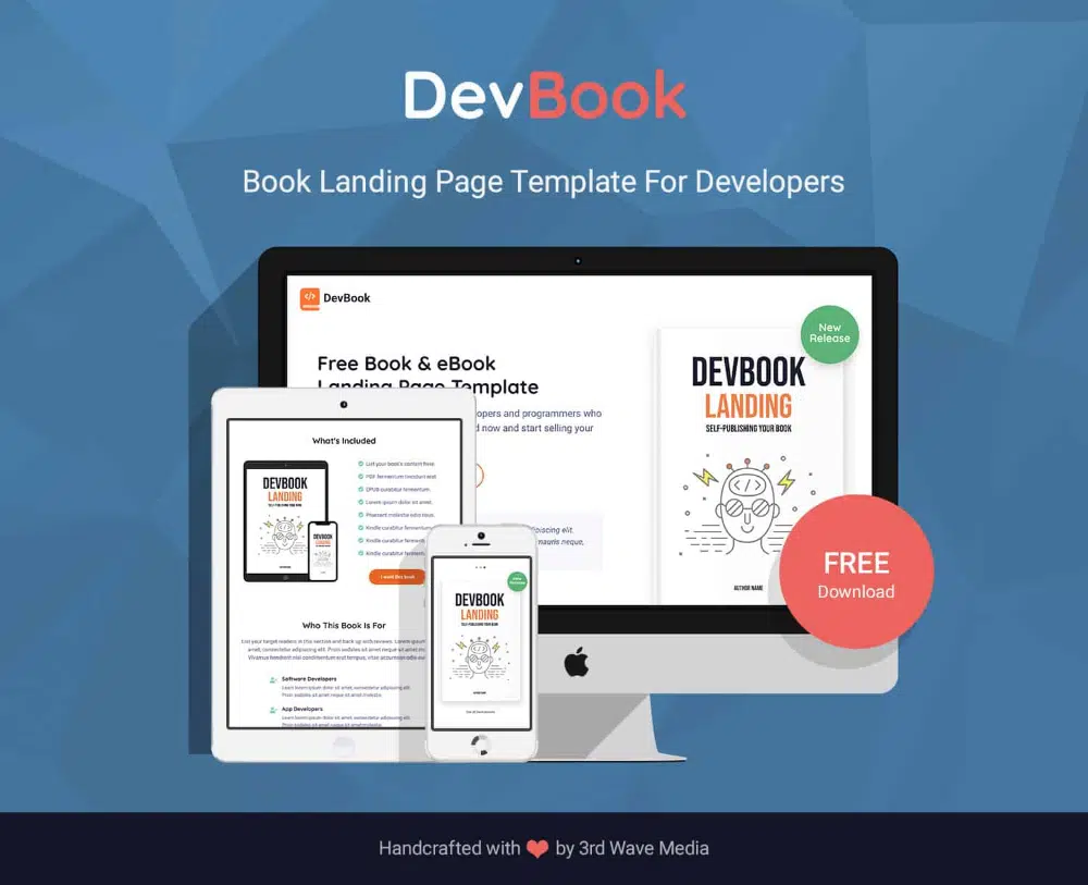 Best Free HTML Landing Pages for 2022: Book Landing Page for Developers