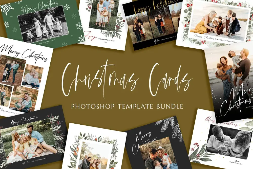 Creative Postcard Templates for the Holiday Season: Christmas Cards Photoshop Bundle