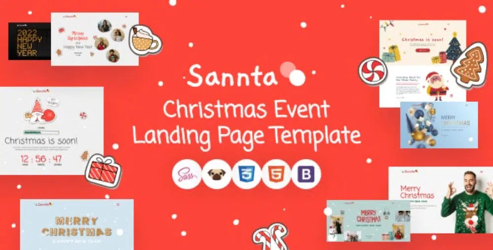 Creative New Year Landing Page Themes: Sannta - Event Christmas Landing Page
