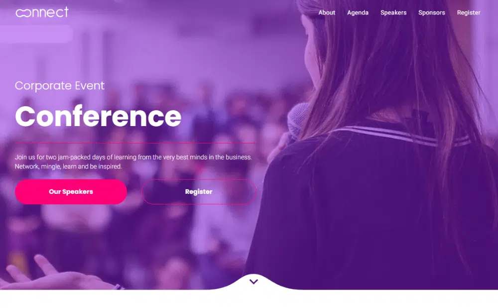 Creative New Year Landing Page Themes: Duda - Corporate Event Landing Page