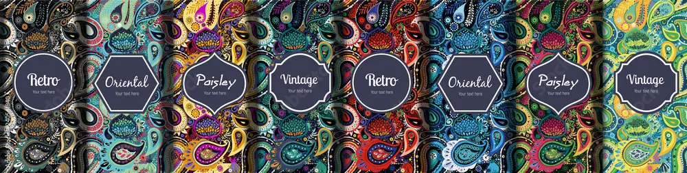 20 Free Retro & Vintage Vectors: Set Of Seamless Patterns In Vintage Paisley Style